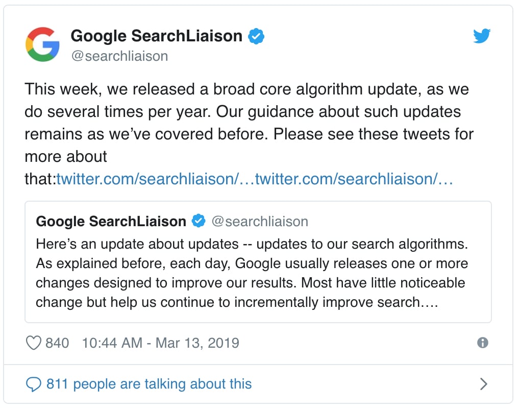 Google Search Liaison twitter
