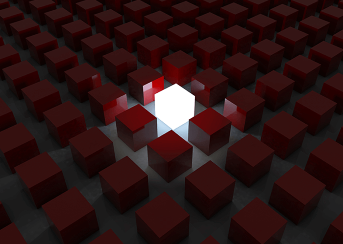 brand differentiation, a white square standing out amongst red squares