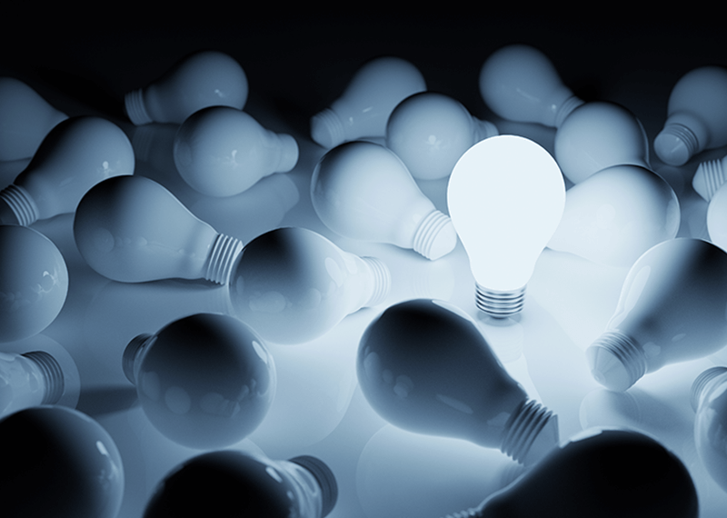 photo of a lightbulb representing brand differentiation